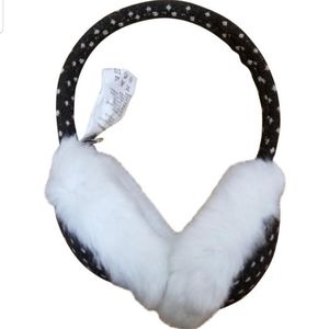 Who. A. U. Korean Brand Dark brown white polka dot earmuffs Ear warmer winter